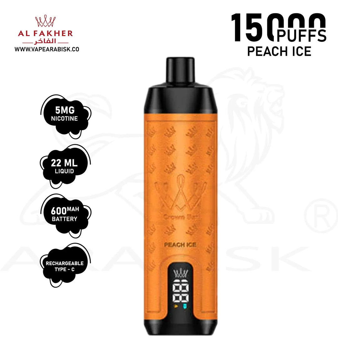 AL FAKHER CROWN BAR PRO MAX 15000 PUFFS 5MG - PEACH ICE 