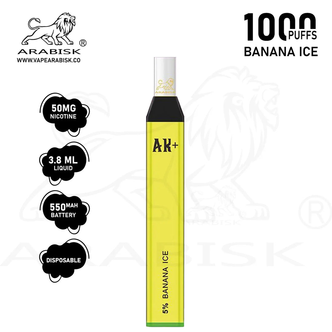 ARABISK AK+ 1000 PUFFS 50MG - BANANA ICE Arabisk Vape
