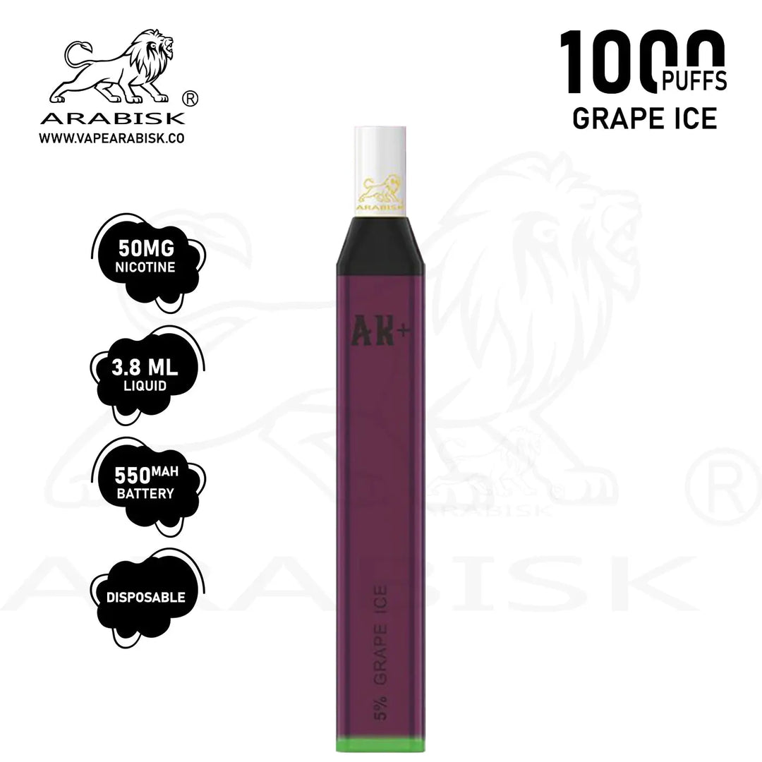 ARABISK AK+ 1000 PUFFS 50MG - GRAPE ICE Arabisk Vape