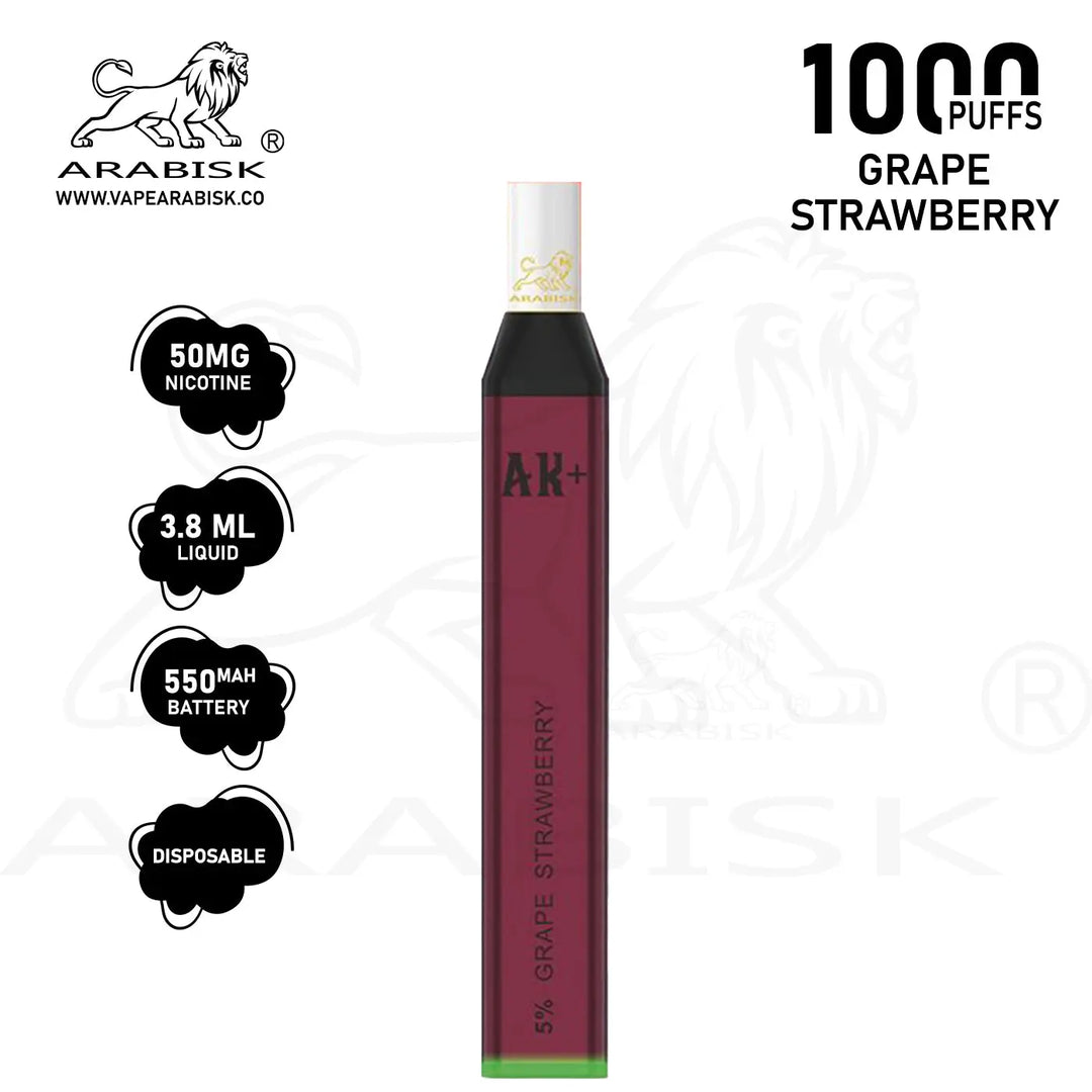 ARABISK AK+ 1000 PUFFS 50MG - GRAPE STRAWBERRY Arabisk Vape