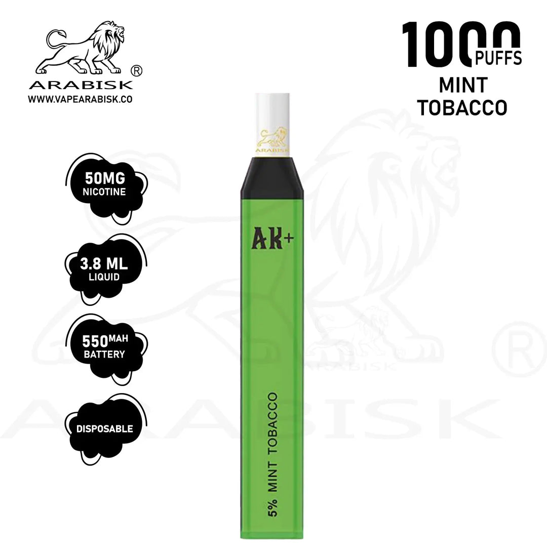 ARABISK AK+ 1000 PUFFS 50MG - MINT TOBACCO Arabisk Vape