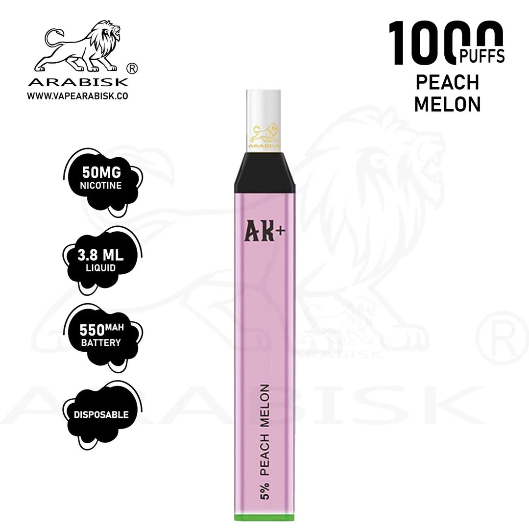 ARABISK AK+ 1000 PUFFS 50MG - PEACH MELON Arabisk Vape