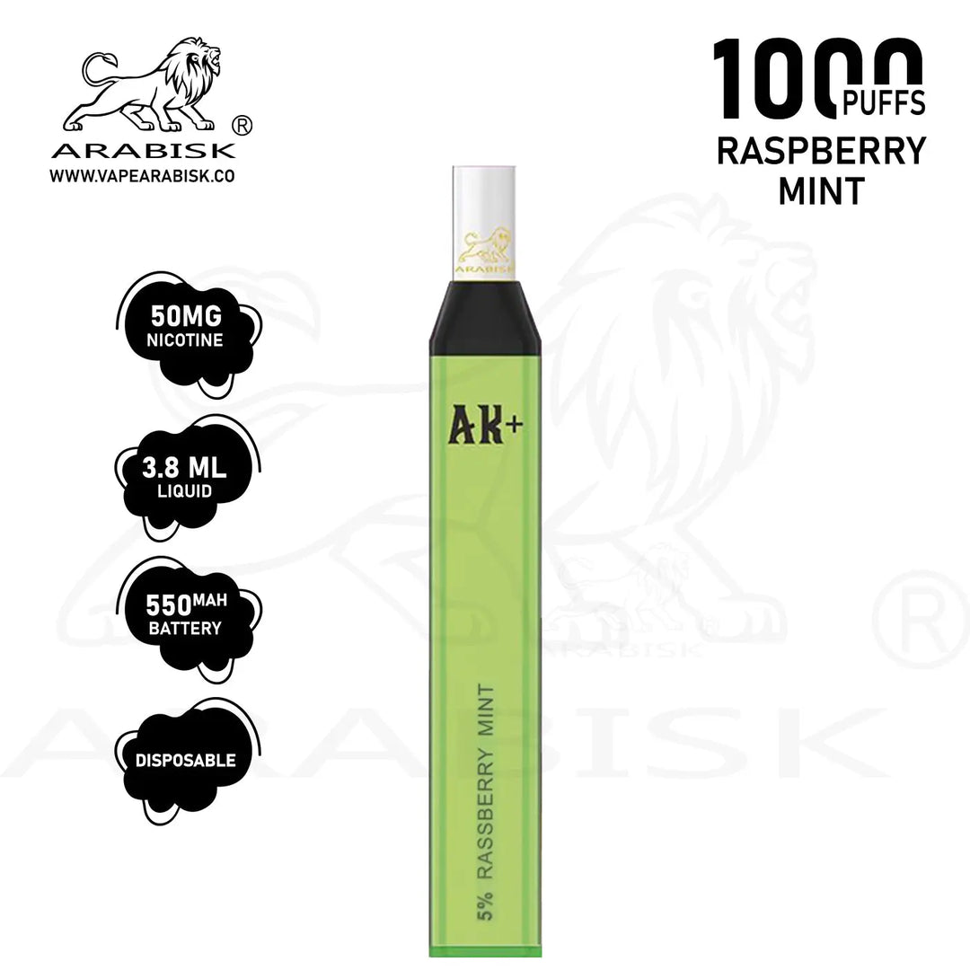 ARABISK AK+ 1000 PUFFS 50MG - RASPBERRY MINT Arabisk Vape