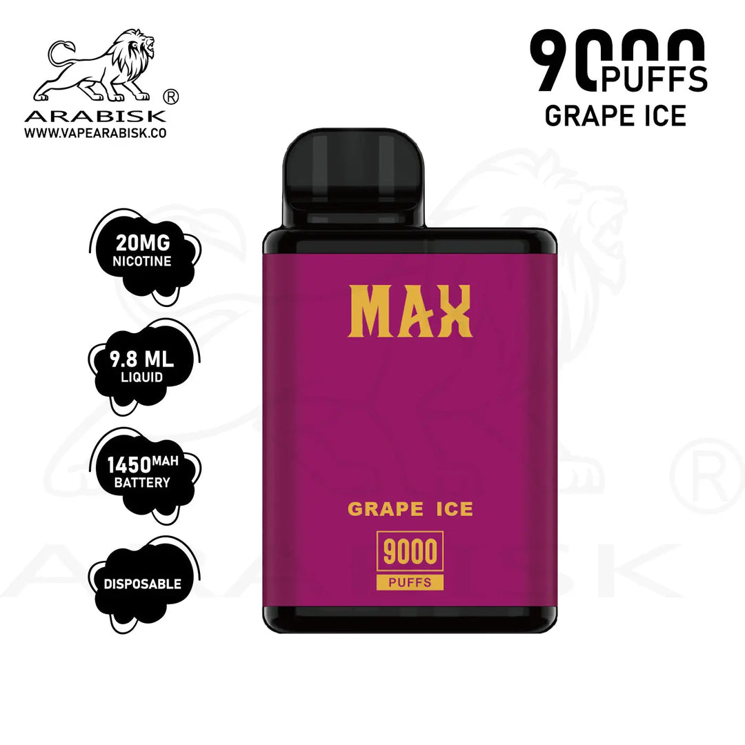 ARABISK AR MAX 9000 PUFFS 20MG - GRAPE ICE Arabisk Vape