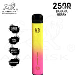 Load image into Gallery viewer, ARABISK AR PLUS 2500 PUFFS 50MG - BANANA BERRY Arabisk Vape
