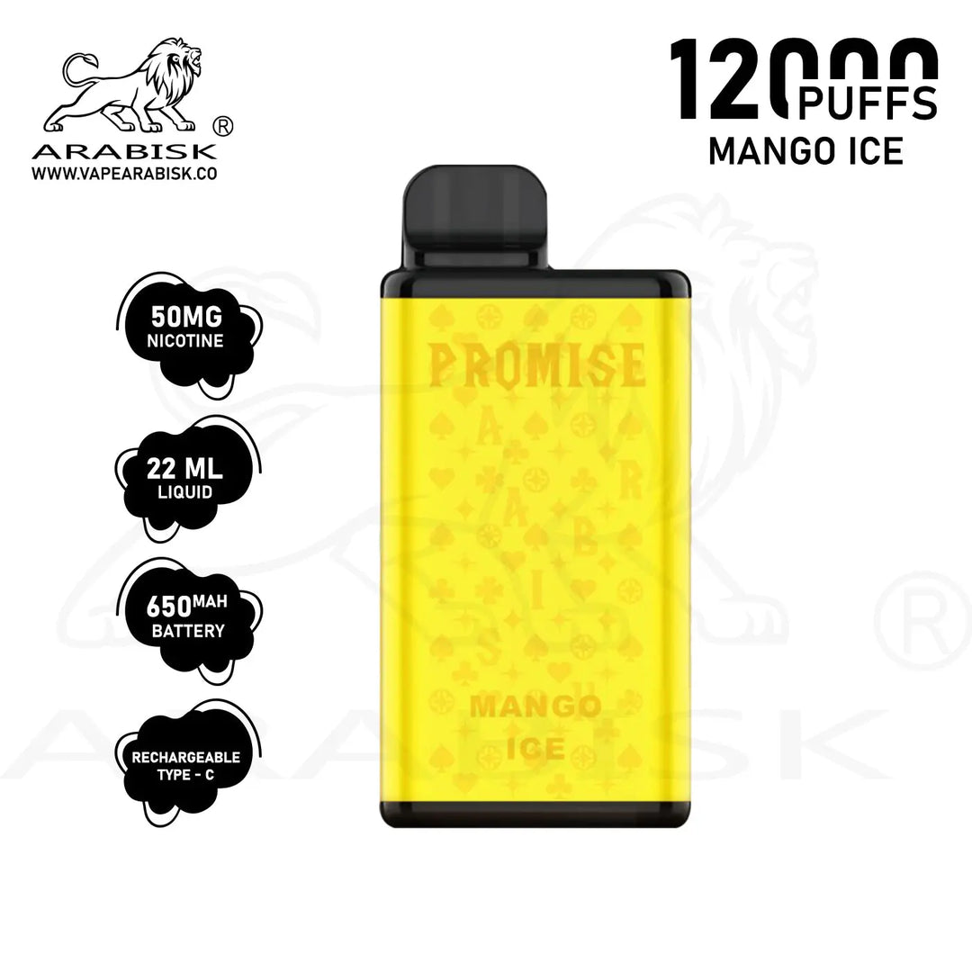 ARABISK PROMISE 12000 PUFFS 50MG RECHARGEABLE - MANGO ICE Arabisk Vape