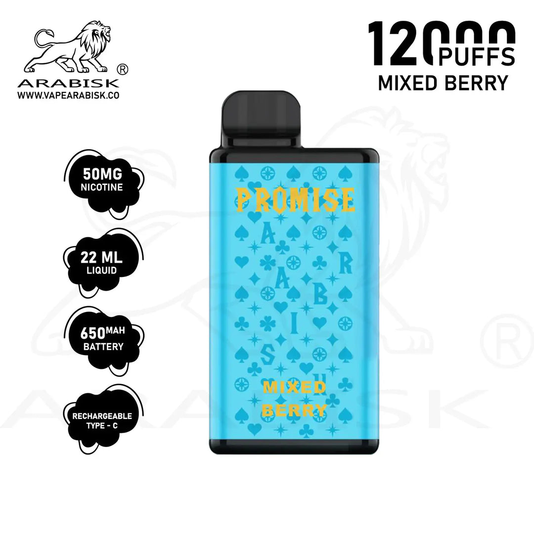 ARABISK PROMISE 12000 PUFFS 50MG  RECHARGEABLE - MIXED BERRY 