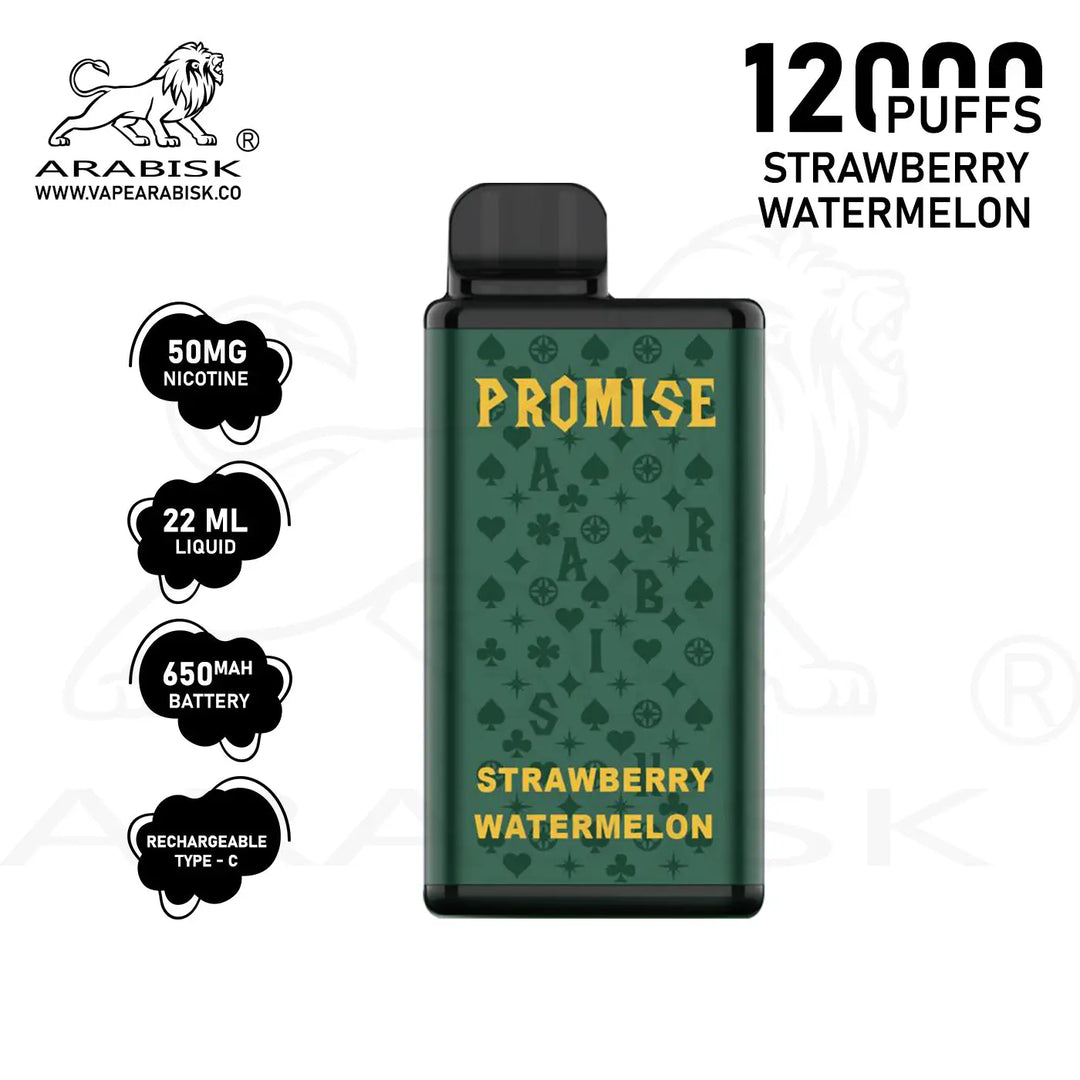 ARABISK PROMISE 12000 PUFFS 50MG  RECHARGEABLE - STRAWBERRY WATERMELON Arabisk Vape