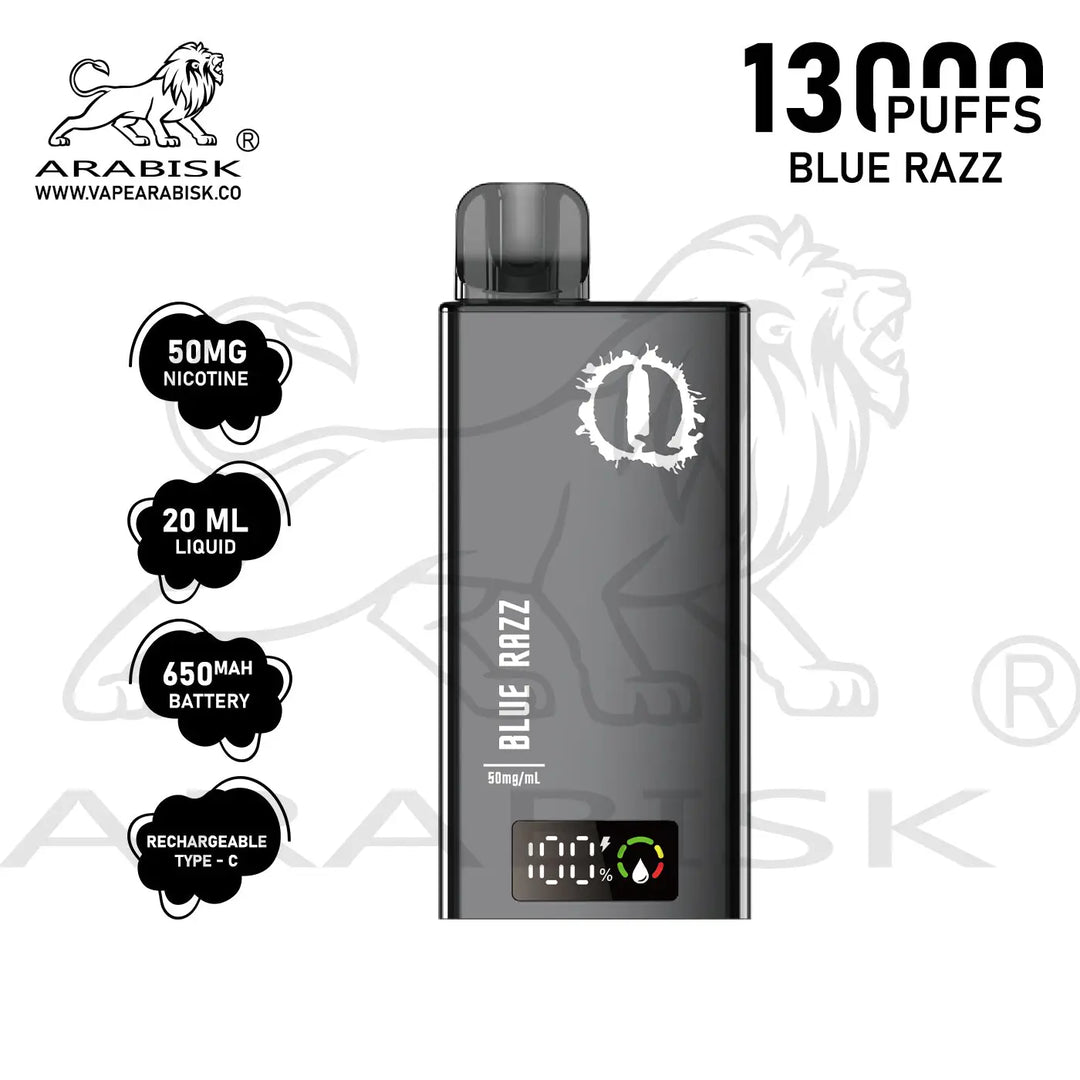 ARABISK Q 12000 PUFFS 50MG RECHARGEABLE - BLUE RAZZ 