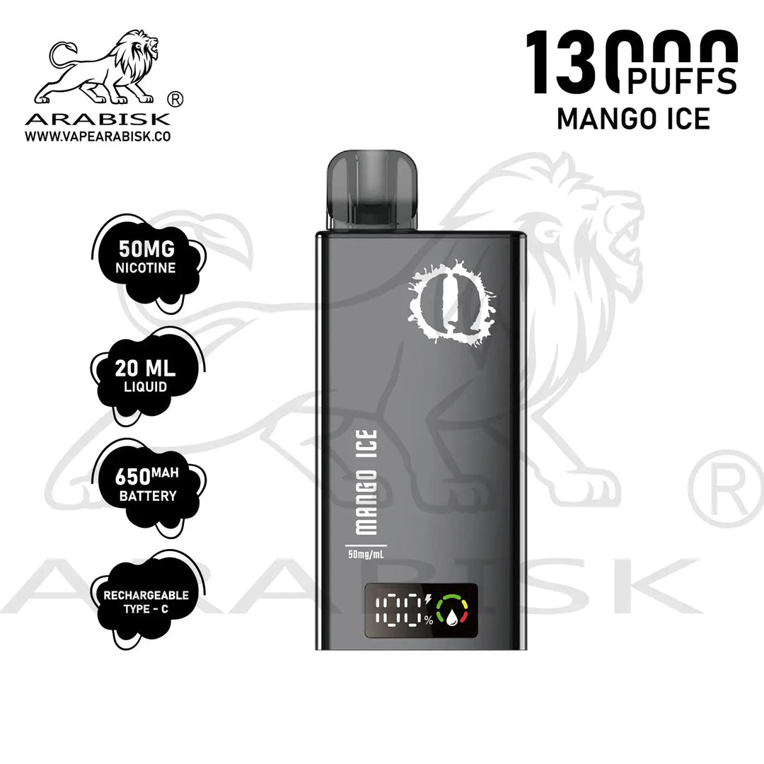 ARABISK Q 13000 PUFFS 50MG  RECHARGEABLE - MANGO ICE 
