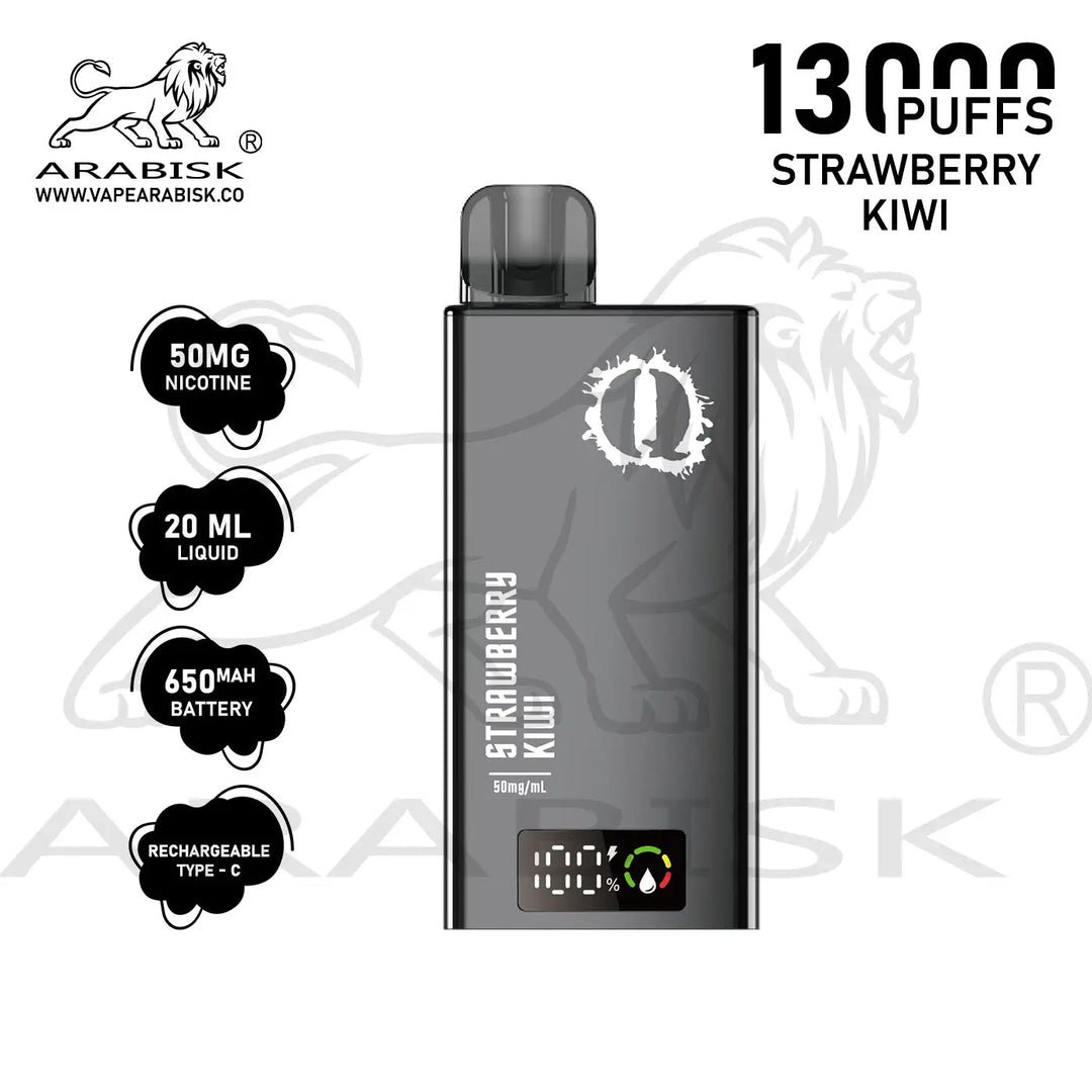 ARABISK Q 13000 PUFFS 50MG  RECHARGEABLE - STRAWBERRY KIWI 