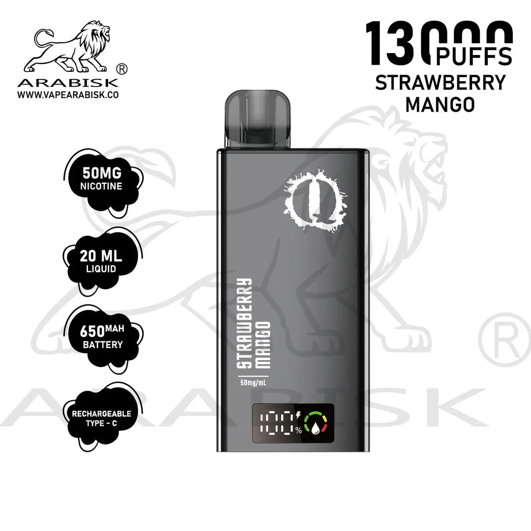 ARABISK Q 13000 PUFFS 50MG  RECHARGEABLE - STRAWBERRY MANGO 