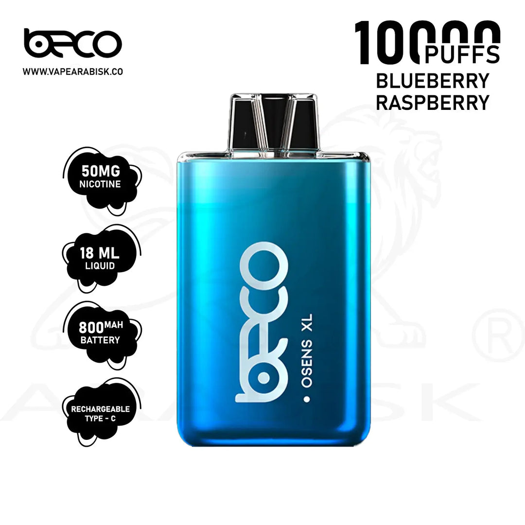 BECO OSENS XL 10000 PUFFS 50 MG - BLUEBERRY RASPBERRY Beco