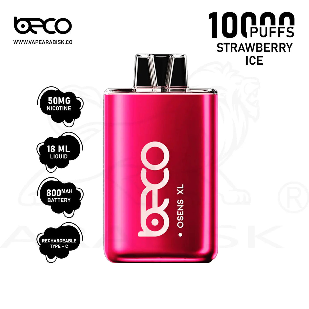BECO OSENS XL 10000 PUFFS 50 MG - STRAWBERRY ICE Beco