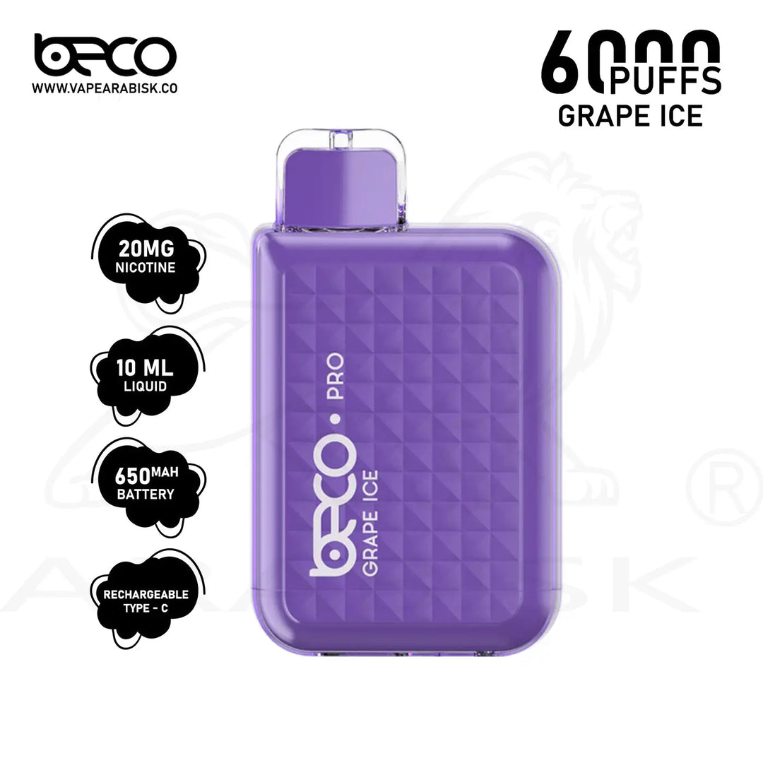 BECO PRO 6000 PUFFS 20MG - GRAPE ICE Beco