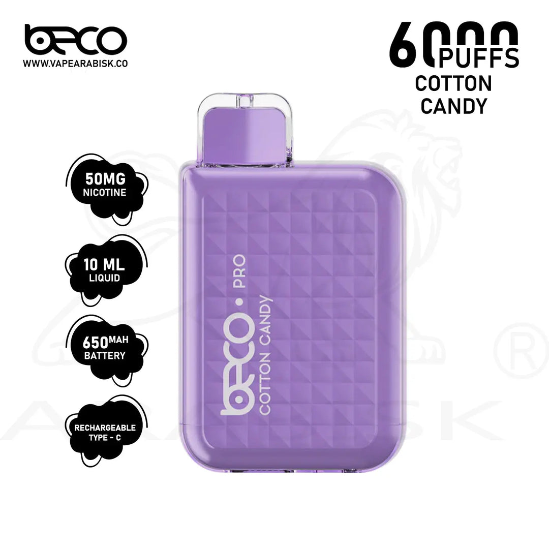 BECO PRO 6000 PUFFS 50MG - COTTON CANDY Beco