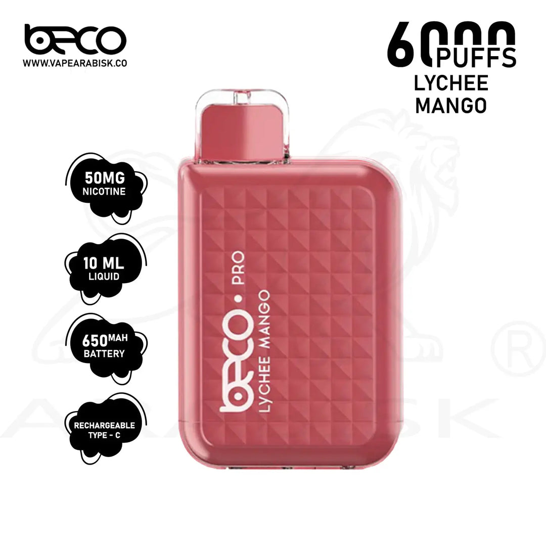 BECO PRO 6000 PUFFS 50MG - LYCHEE MANGO Beco