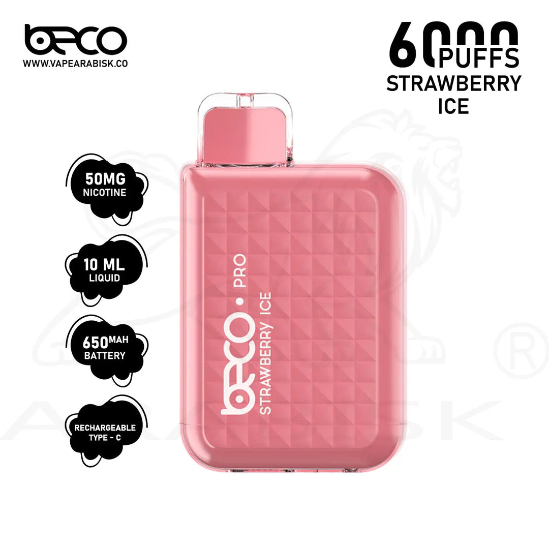 BECO PRO 6000 PUFFS 50MG - STRAWBERRY ICE Beco