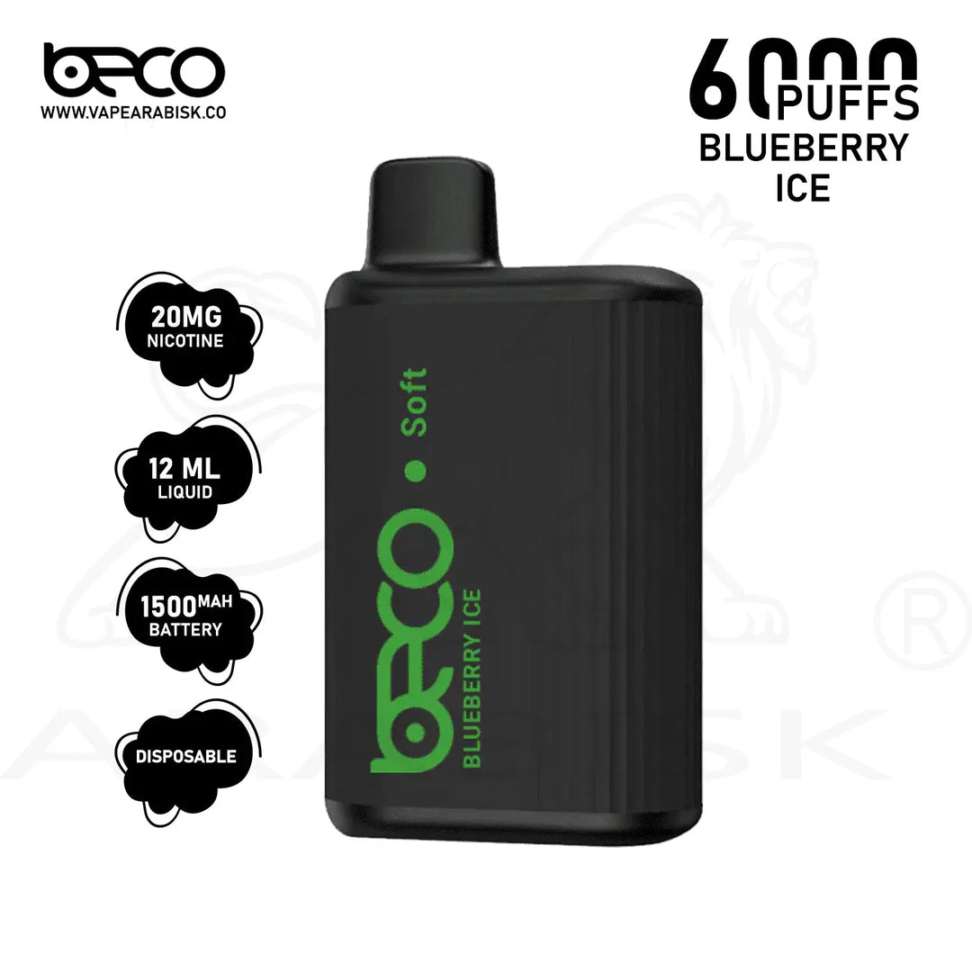 BECO SOFT 6000 PUFFS 20MG - BLUEBERRY ICE Beco