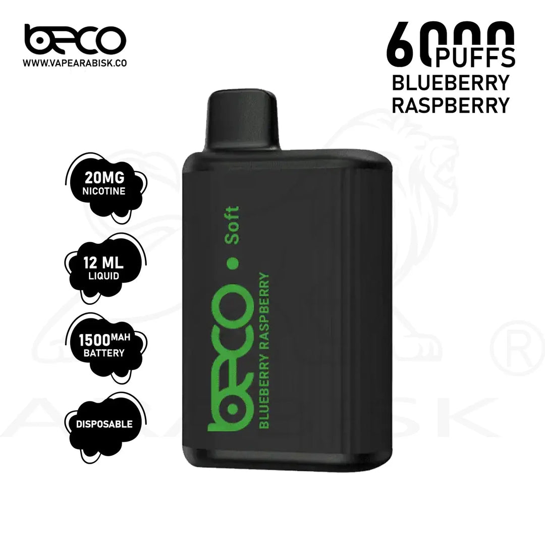 BECO SOFT 6000 PUFFS 20MG - BLUEBERRY RASPBERRY Beco