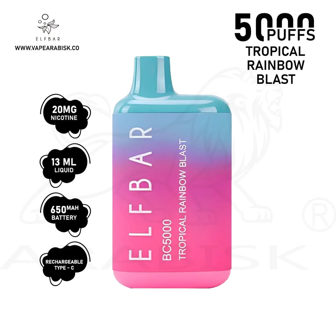 ELF BAR BC5000 PUFFS 20MG - TROPICAL RAINBOW BLAST Elf Bar