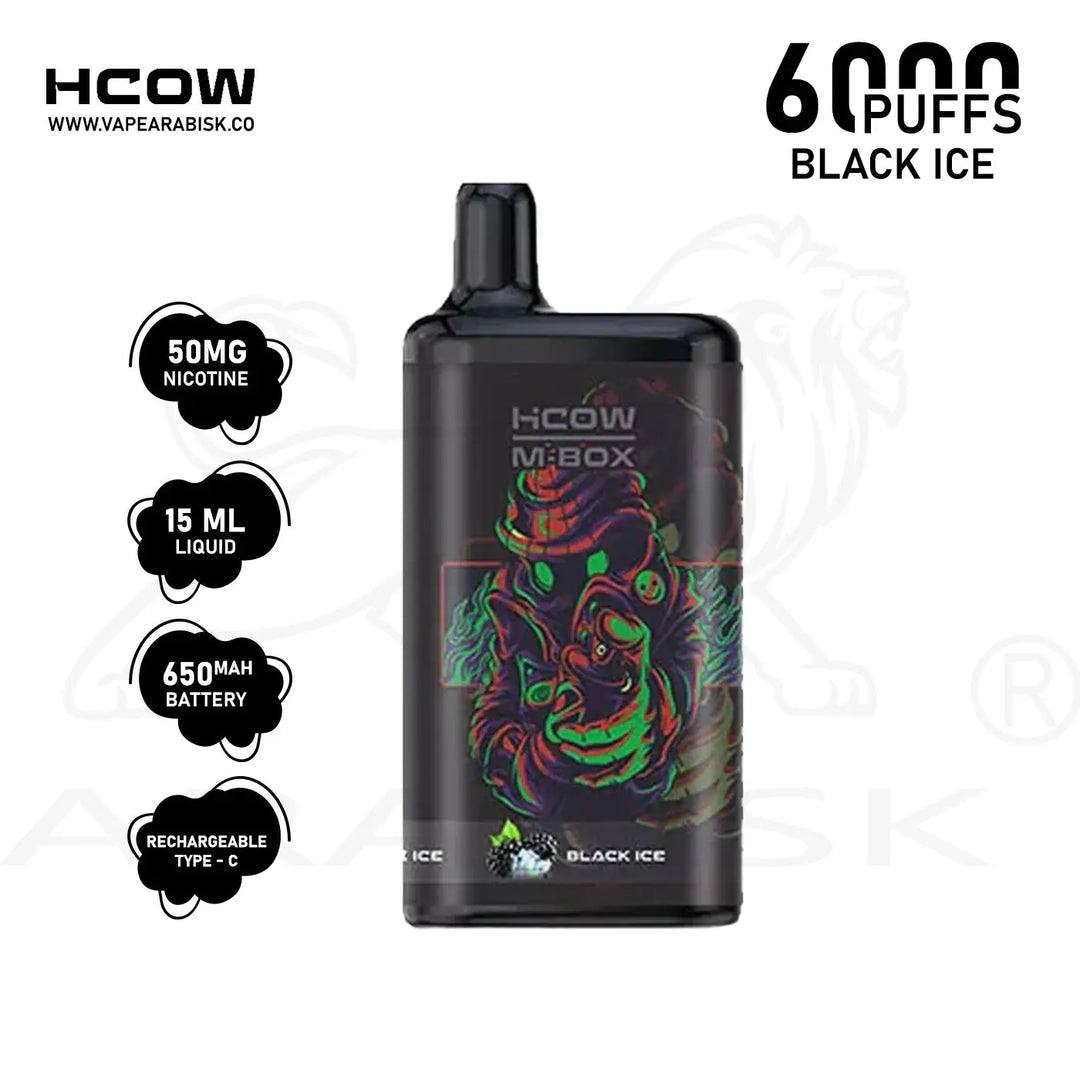 HCOW MBOX 6000 PUFFS 50MG - BLACK ICE HCOW