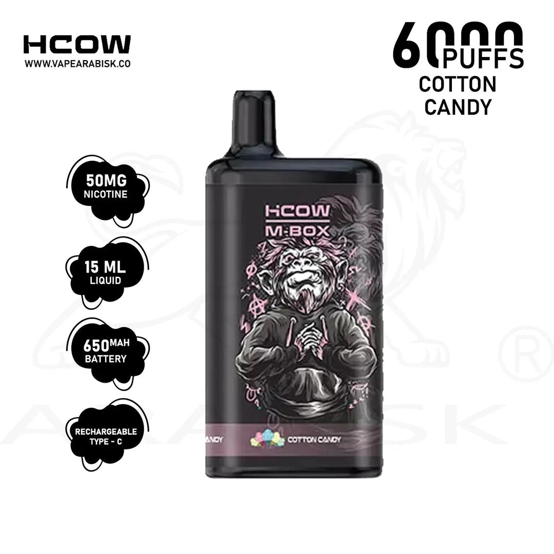HCOW MBOX 6000 PUFFS 50MG - COTTON CANDY HCOW