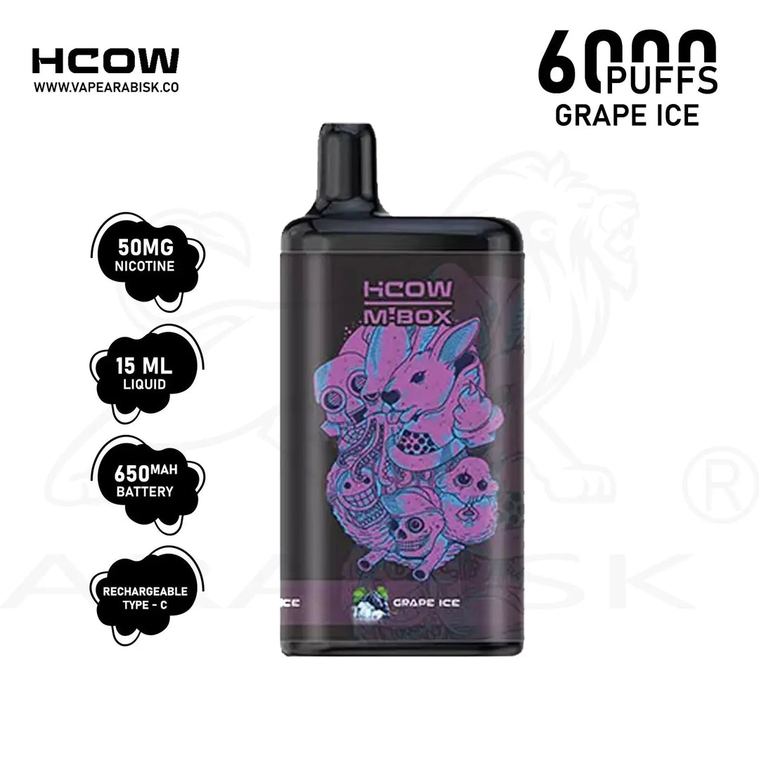 HCOW MBOX 6000 PUFFS 50MG - GRAPE ICE HCOW