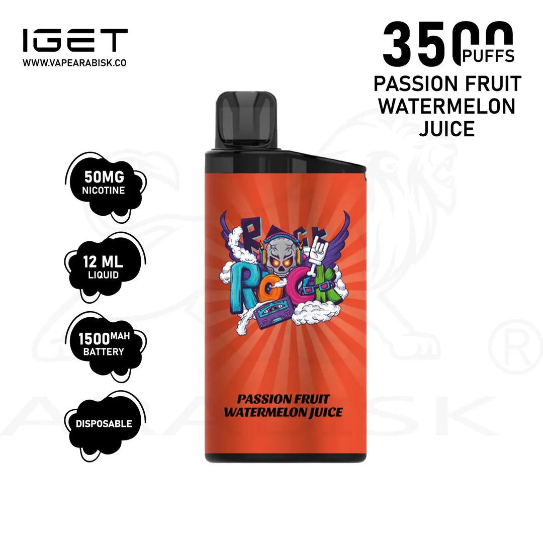 IGET BAR 3500 PUFFS 50MG - PASSIONFRUIT WATERMELON JUICE IGET BAR