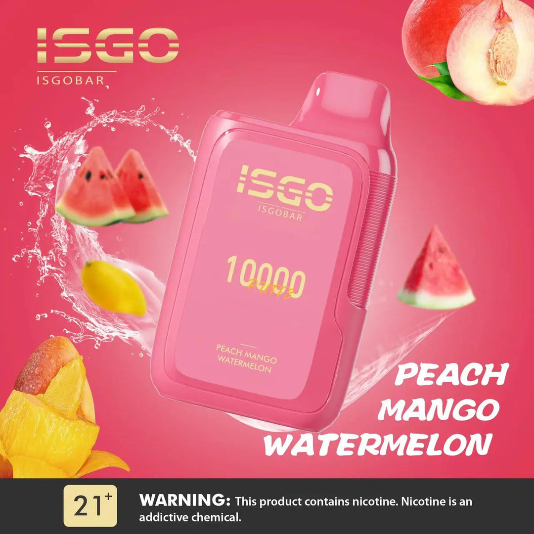 ISGO BAR - PEACH MANGO WATERMELON 10000 PUFFS 50mg ISGO