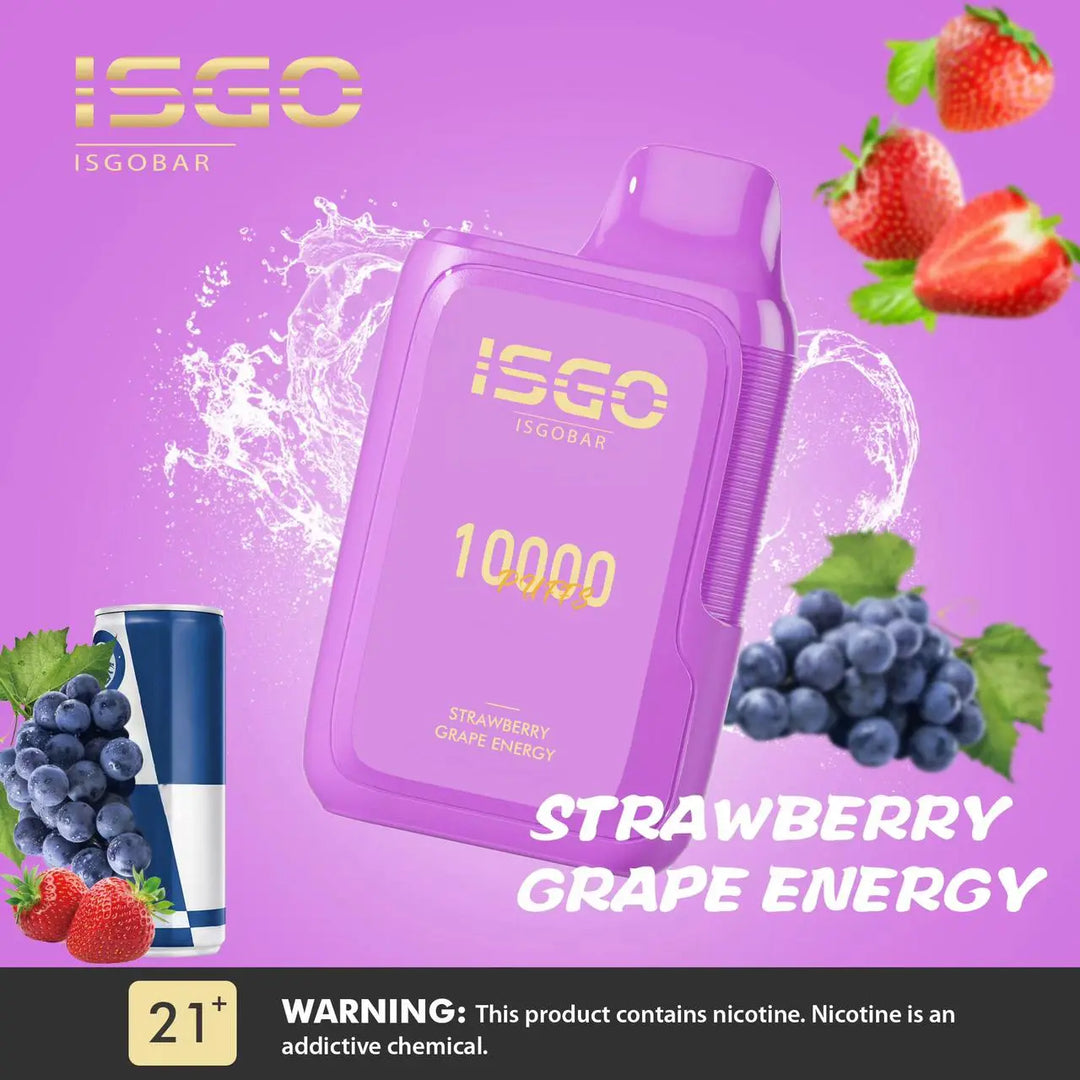ISGO BAR - STRAWBERRY GRAPE ENERGY 10000 PUFFS 50mg ISGO