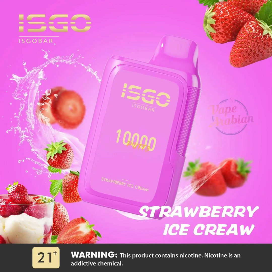 ISGO BAR - STRAWBERRY ICE CREAM 10000 PUFFS 50mg ISGO