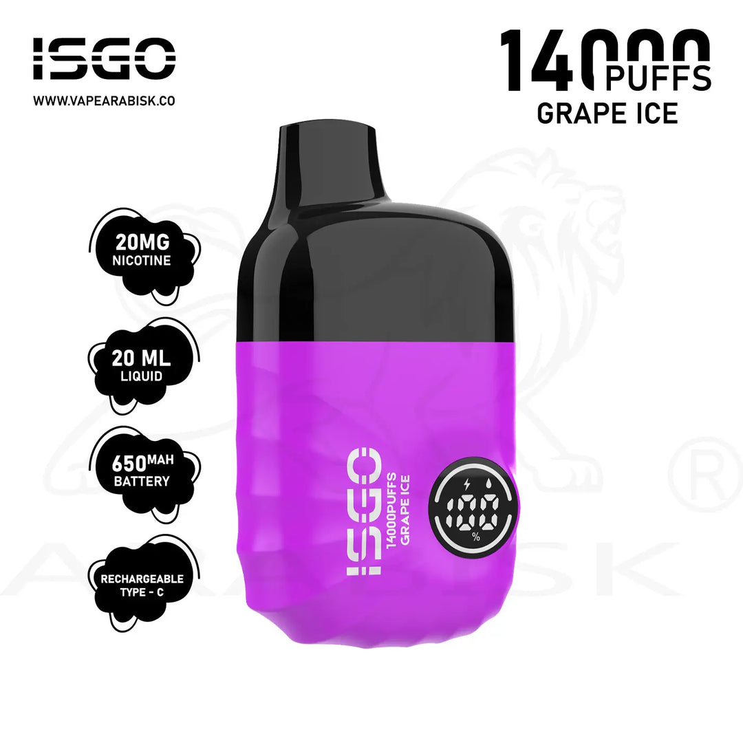 ISGO VEGAS 14000 PUFFS 20MG - GRAPE ICE 