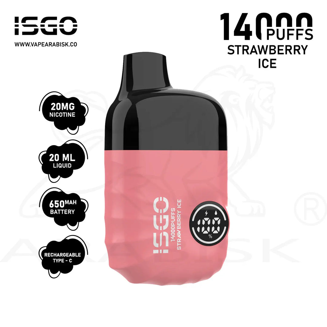 ISGO VEGAS 14000 PUFFS 20MG - STRAWBERRY ICE 