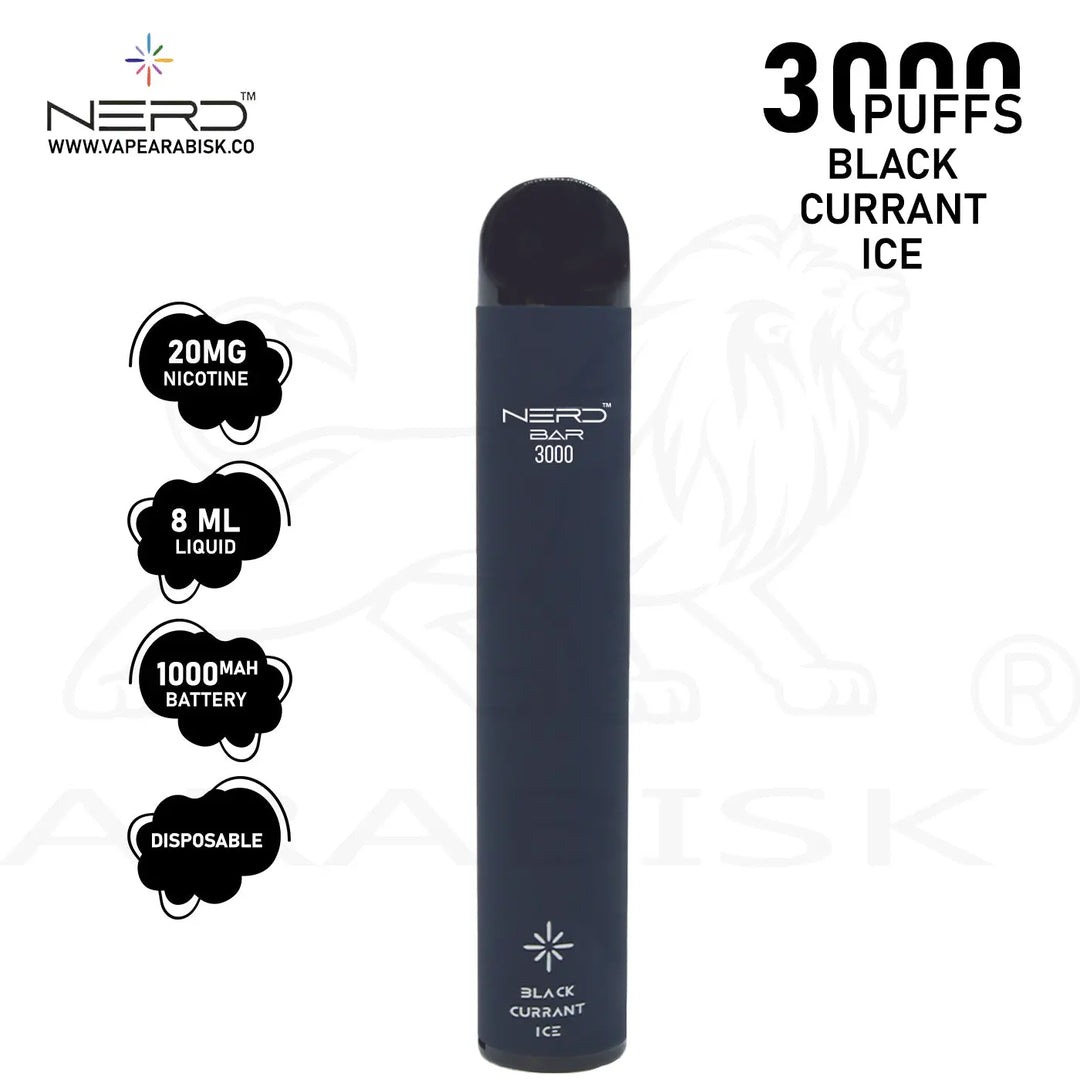 NERD BAR 3000 PUFFS 20MG - BLACKCURRANT ICE Frax Labs