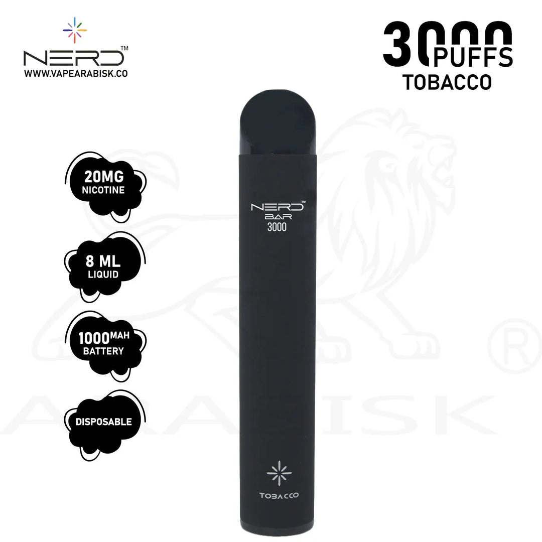 NERD BAR 3000 PUFFS 20MG - TOBACCO Frax Labs