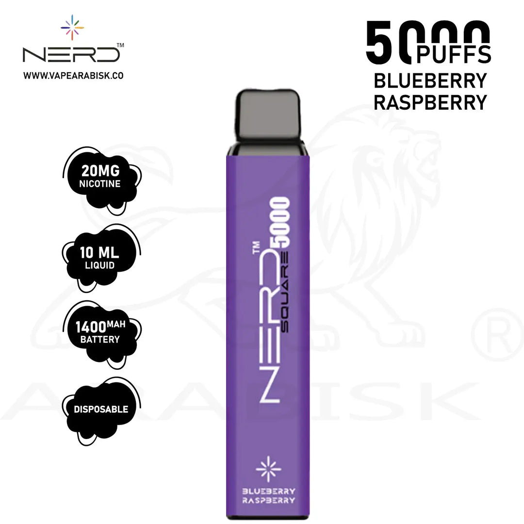 NERD SQUARE 5000 PUFFS 20MG - BLUEBERRY RASPBERRY Frax Labs