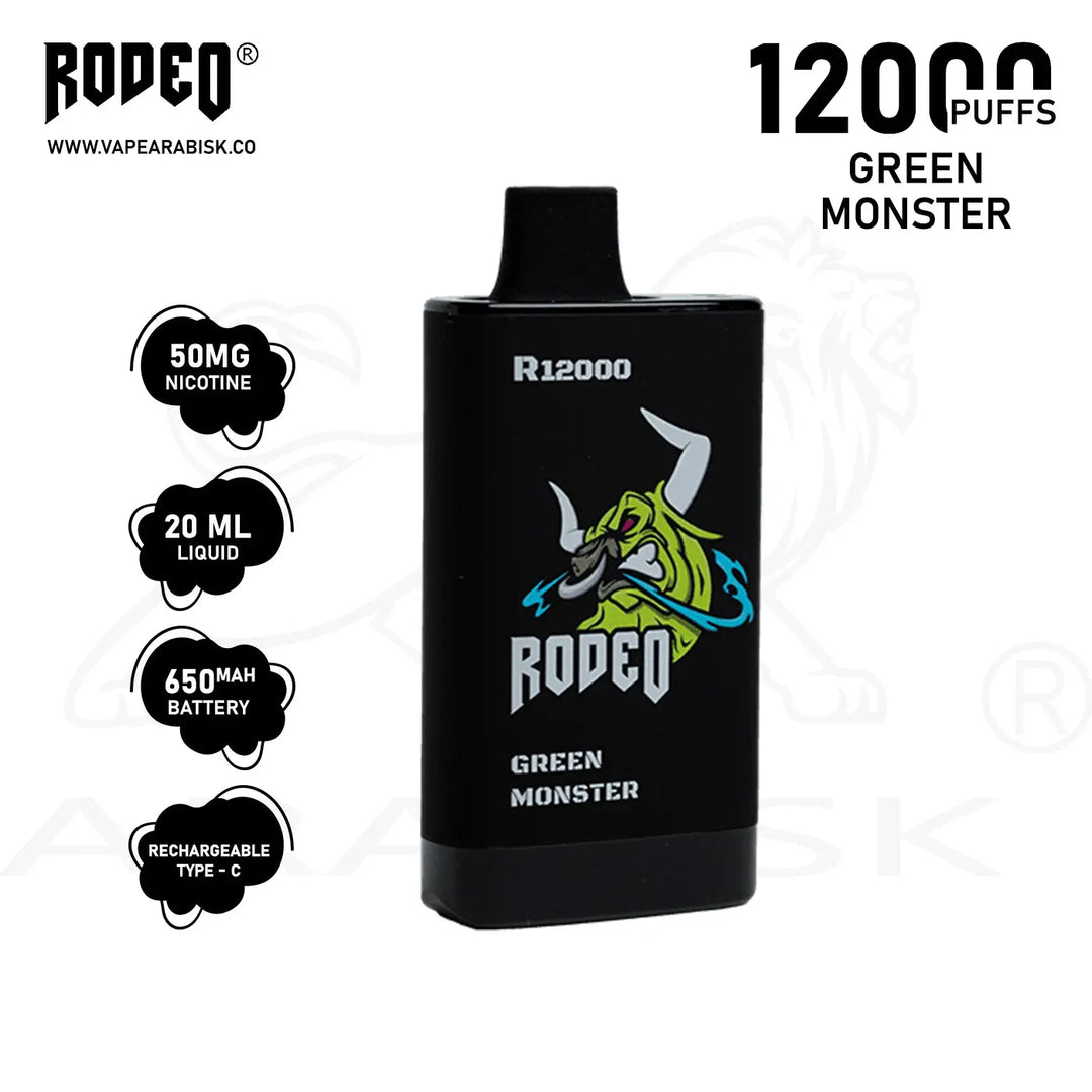 RODEO R 12000 PUFFS 50MG - GREEN MONSTER RODEO