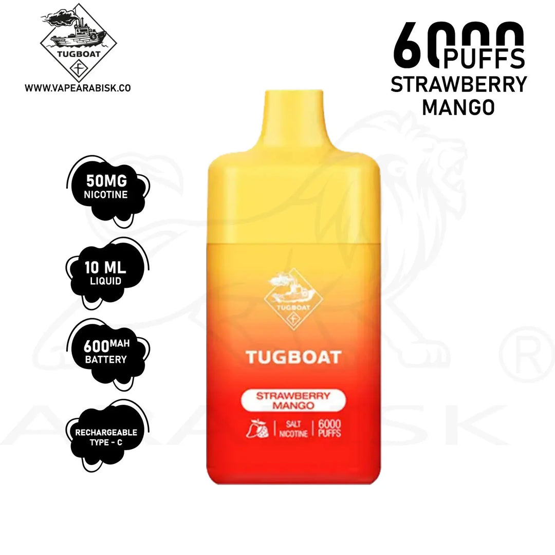 TUGBOAT BOX 6000 PUFFS 50MG - STRAWBERRY MANGO Tugboat