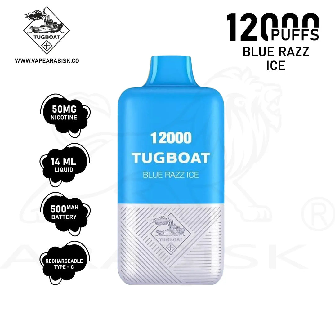 TUGBOAT SUPER POD KIT 12000 PUFFS 50MG - BLUE RAZZ ICE tugboat