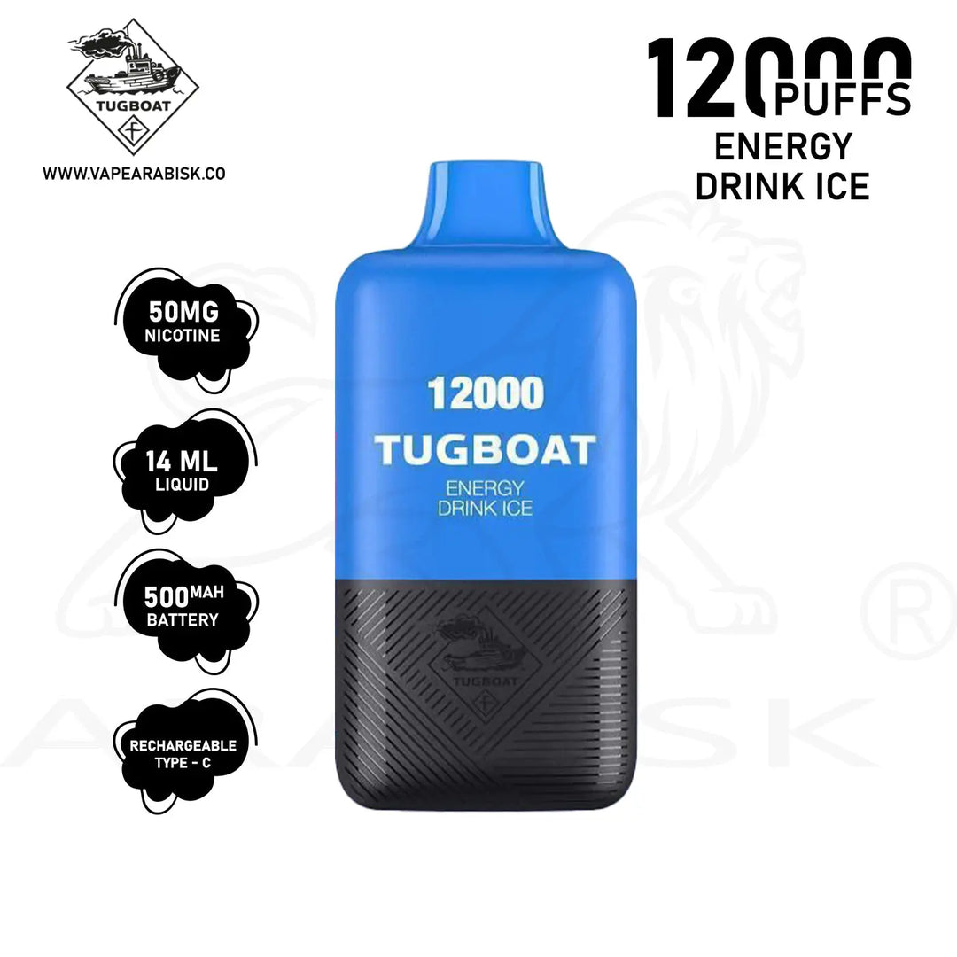 TUGBOAT SUPER POD KIT 12000 PUFFS 50MG - ENERGY DRINK ICE tugboat