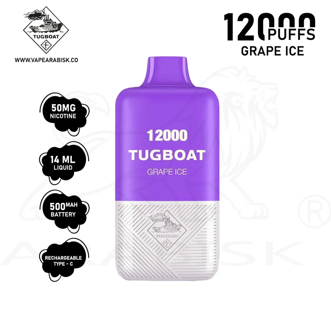 TUGBOAT SUPER POD KIT 12000 PUFFS 50MG - GRAPE ICE tugboat