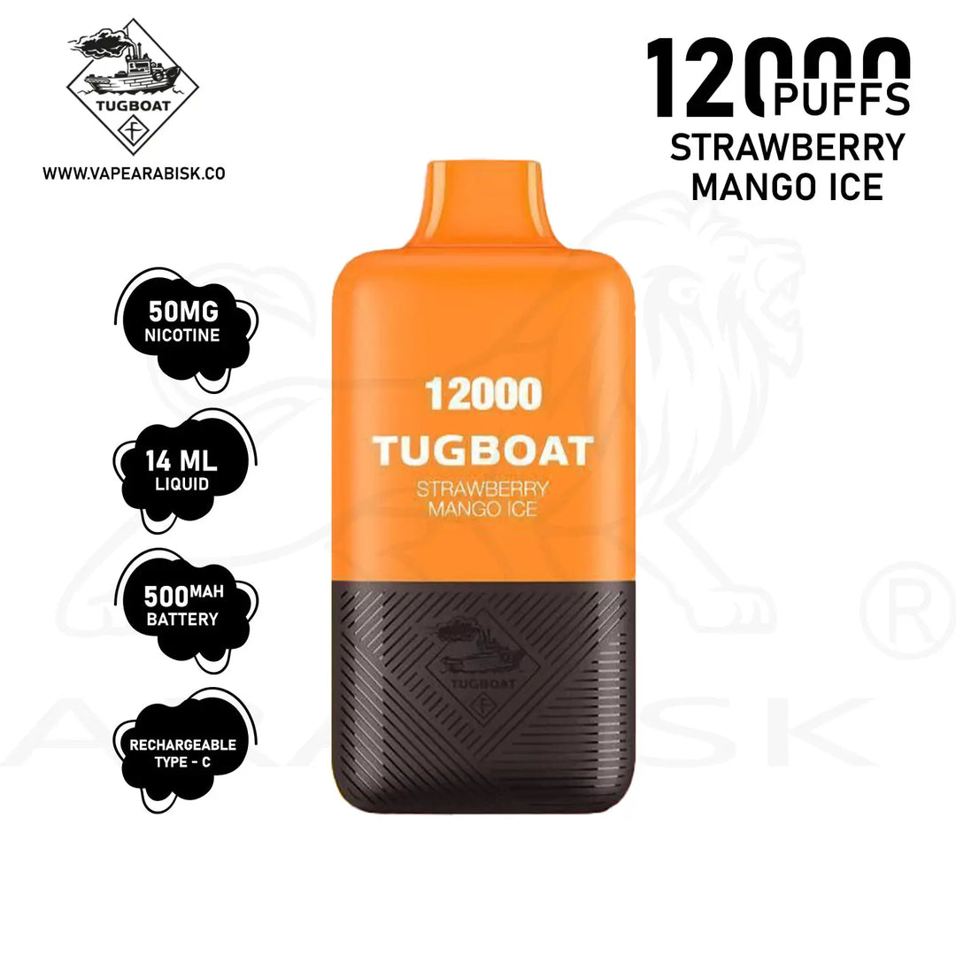 TUGBOAT SUPER POD KIT 12000 PUFFS 50MG - STRAWBERRY MANGO ICE tugboat