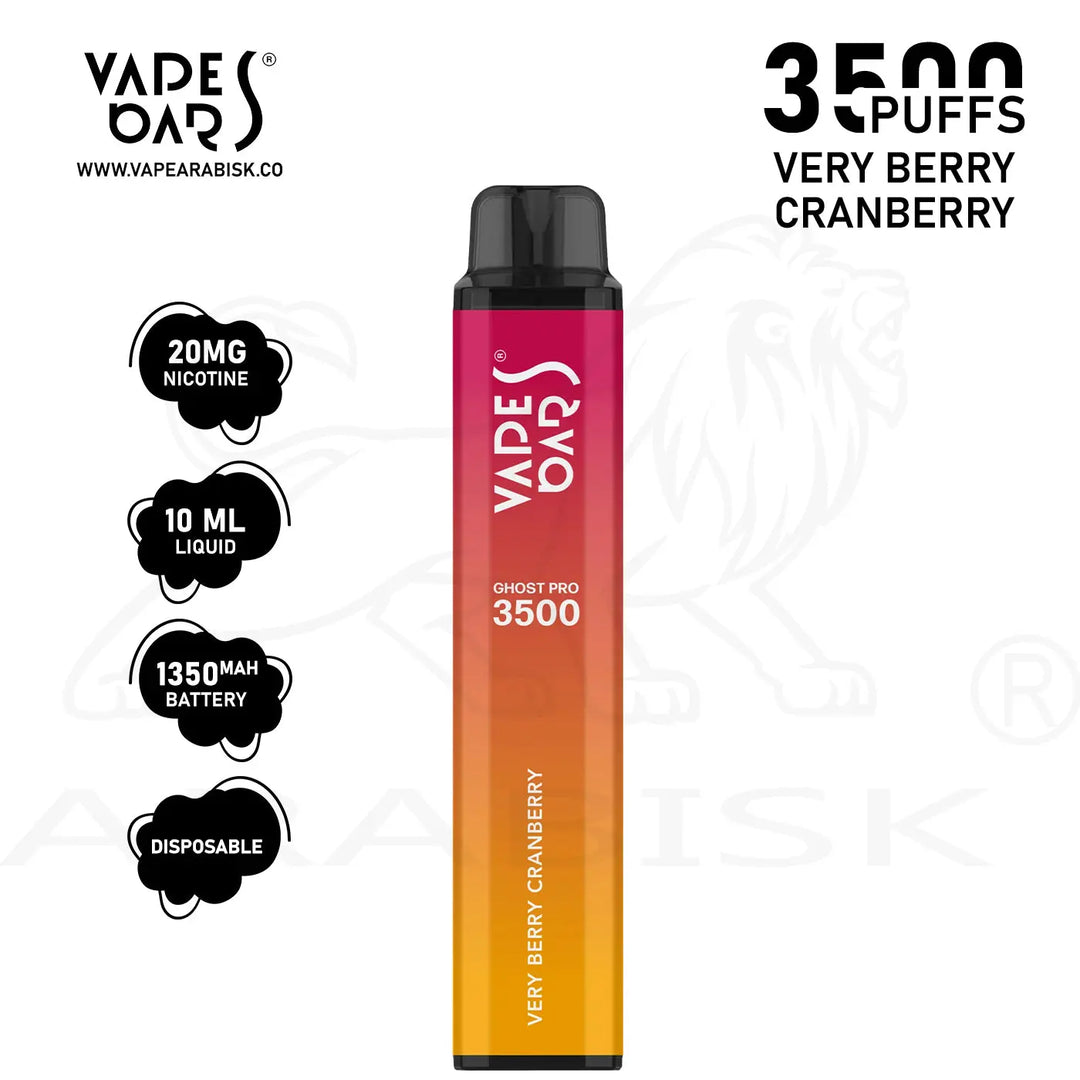 VAPES BARS GHOST PRO 3500 PUFFS 20MG - VERY BERRY CRANBERRY Vapes Bars