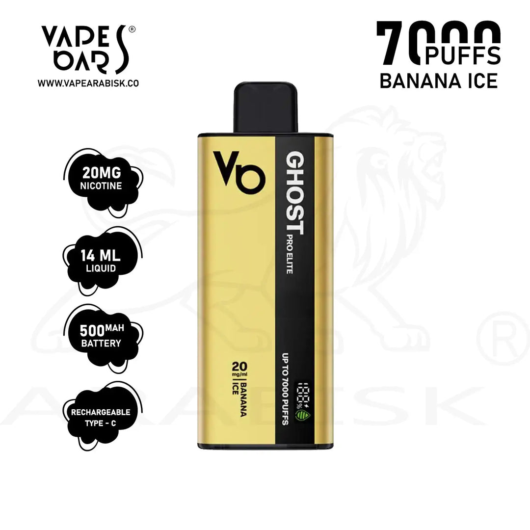 VAPES BARS GHOST PRO ELITE 7000 PUFFS 20 MG - BANANA ICE Ghost