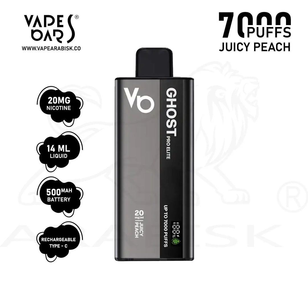 VAPES BARS GHOST PRO ELITE 7000 PUFFS 20 MG - JUICY PEACH Ghost
