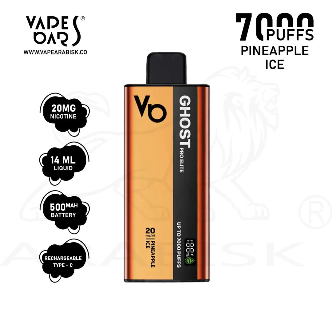 VAPES BARS GHOST PRO ELITE 7000 PUFFS 20 MG - PINEAPPLE ICE Ghost