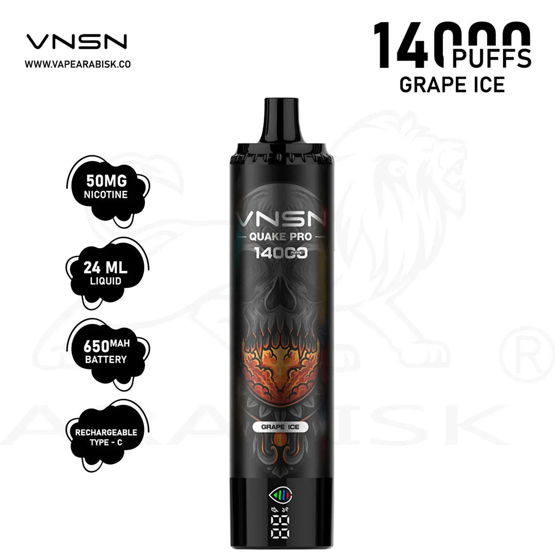 VNSN QUAKE PRO 14000 PUFFS 50MG - GRAPE ICE VNSN