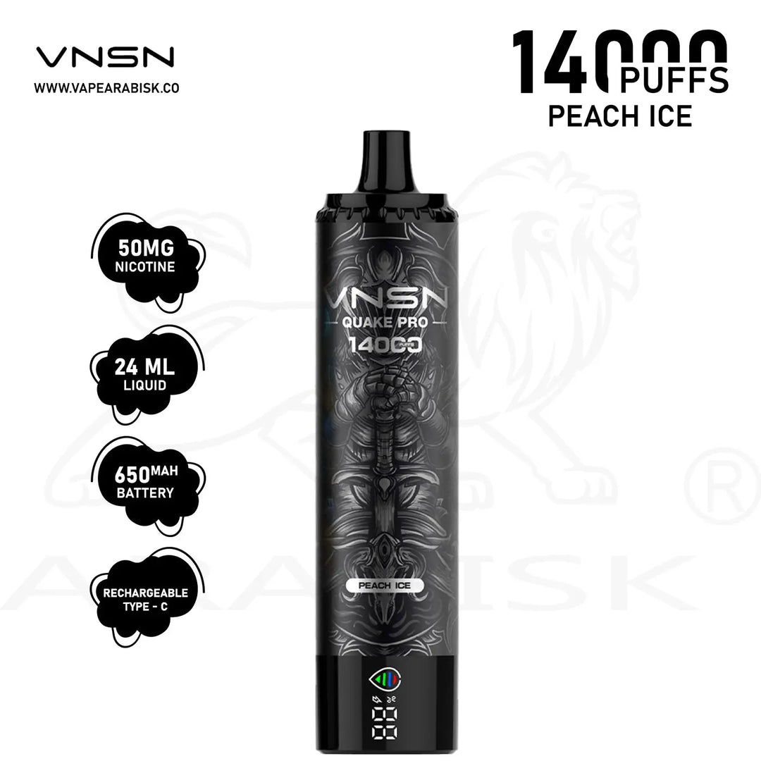 VNSN QUAKE PRO 14000 PUFFS 50MG - PEACH ICE VNSN