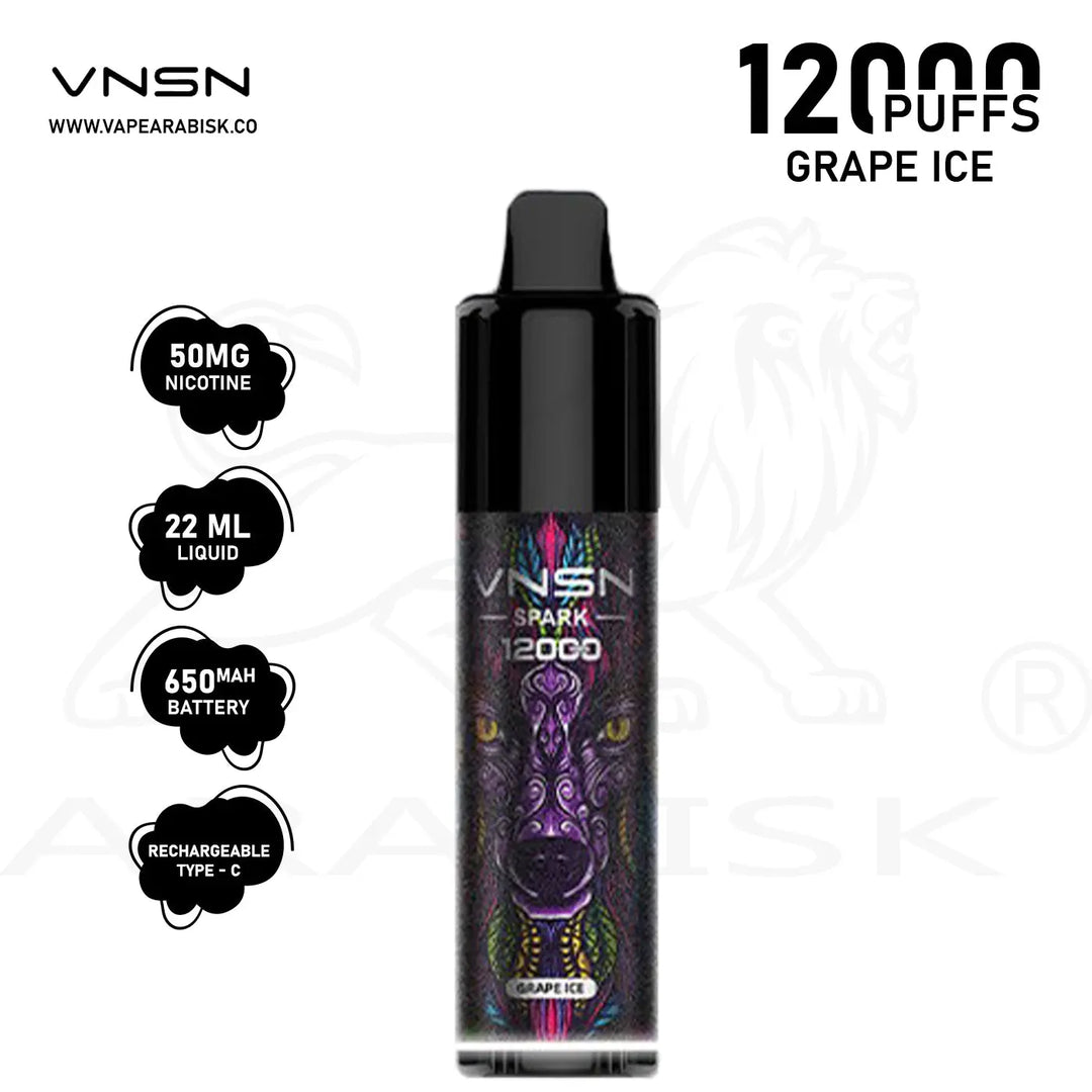 VNSN SPARK 12000 PUFFS 50MG - GRAPE ICE VNSN